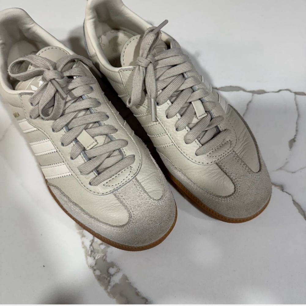 Adidas Cream Sneakers with Suede Panels and Gum Soles